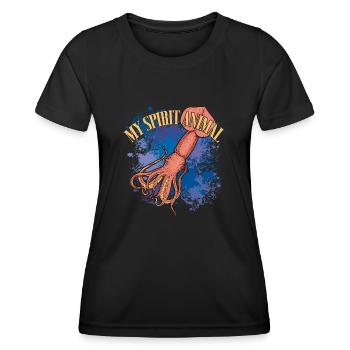 Squid Giant squid on colorful splashes of color - Women's Functional T-Shirt - black - Front - AI Model Female 172 light (172cm)