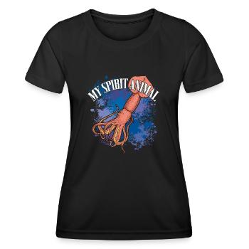 Squid Giant squid on colorful splashes of color - Women's Functional T-Shirt - black - Front - AI Model Female 172 light (172cm)
