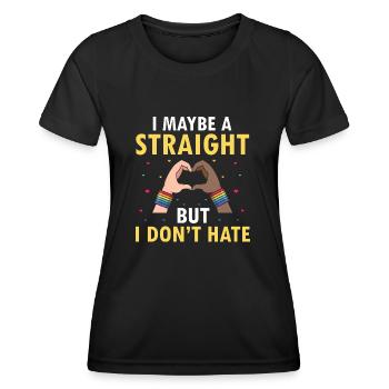 I Maybe Straight But I Don't Hate Cool Retro Pride - Frauen Funktions-T-Shirt - Schwarz - Vorne - AI Model Female 172 light (172cm)
