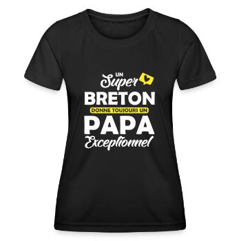 super breton / papa exceptionnel - T-shirt sport Femme - noir - Devant - AI Model Female 172 light (172cm)