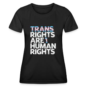 LBGT Flag Gay Pride Trans rights are human rights - Frauen Funktions-T-Shirt - Schwarz - Vorne - AI Model Female 172 light (172cm)