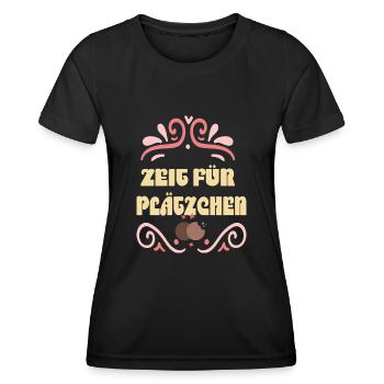 Plätzchen backen Kekse - Frauen Funktions-T-Shirt - Schwarz - Vorne - AI Model Female 172 light (172cm)