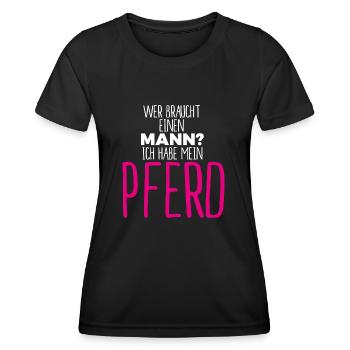 cooler spruch pferde männer geschenk - Frauen Funktions-T-Shirt - Schwarz - Vorne - AI Model Female 172 light (172cm)