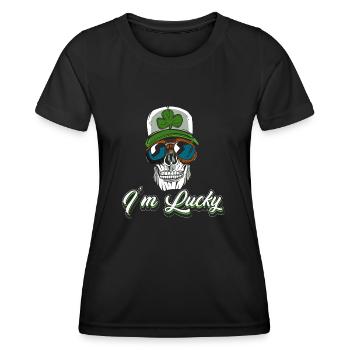 I'm Lucky Lustiges Kleeblatt Glück Irish Shamrock - Frauen Funktions-T-Shirt - Schwarz - Vorne - AI Model Female 172 light (172cm)