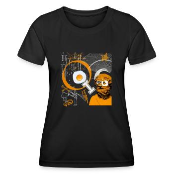 QI. Cours de mathématiques. - T-shirt sport Femme - noir - Devant - AI Model Female 172 light (172cm)