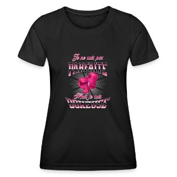 Cadeau original pour boxeuse, Boxe féminine, - T-shirt sport Femme - noir - Devant - AI Model Female 172 light (172cm)