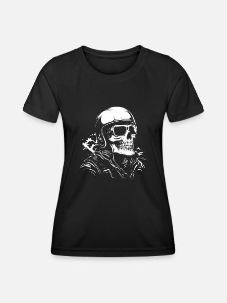 Biker Skull Motorcycle Gift - Women's Functional T-Shirt - black