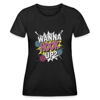 Humorvolle Strickkunst - Frauen Funktions-T-Shirt - Schwarz - Vorne - AI Model Female 172 light (172cm)