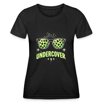 Lunettes de soleil drôles et costume de discours infiltré - T-shirt sport Femme - noir - Devant - AI Model Female 172 light (172cm)