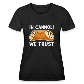 Chez Cannoli, nous faisons confiance Sicile Cannolo Italie Voyage - T-shirt sport Femme - noir - Devant - AI Model Female 172 light (172cm)