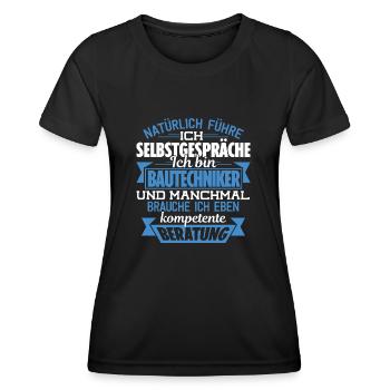 BAUTECHNIKER - KOMPETENTE BERATUNG - Frauen Funktions-T-Shirt - Schwarz - Vorne - AI Model Female 172 light (172cm)