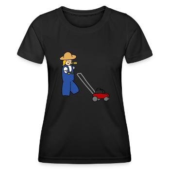 Jardinière avec tondeuse à gazon - T-shirt sport Femme - noir - Devant - AI Model Female 172 light (172cm)