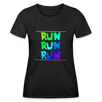 RUN RUN RUN | Sports | running | Fitness - Women's Functional T-Shirt - black - Front - AI Model Female 172 light (172cm)