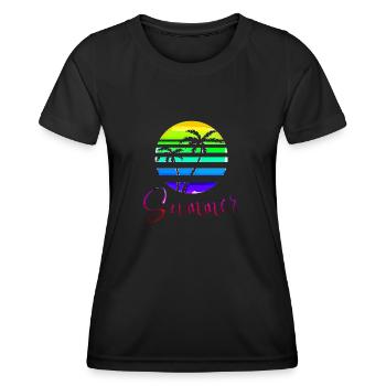 Palmen | Sommer | Sonne | Urlaub - Frauen Funktions-T-Shirt - Schwarz - Vorne - AI Model Female 172 light (172cm)