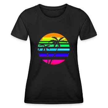 Palmen | Sommer | Sonne | Urlaub - Frauen Funktions-T-Shirt - Schwarz - Vorne - AI Model Female 172 light (172cm)