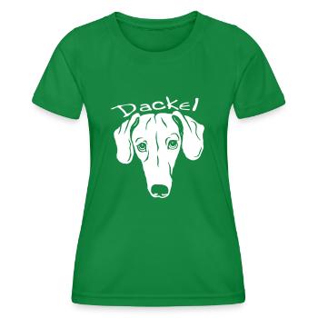 Dackel mit Schriftzug - Frauen Funktions-T-Shirt - Kelly Green - Vorne - AI Model Female 172 dark (172cm)