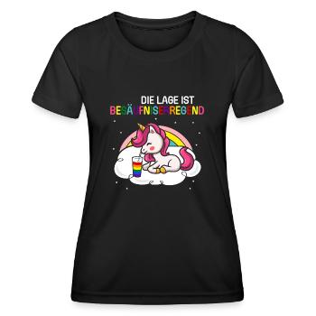 Die Lage ist besäufniserregend Einhorn Party - Frauen Funktions-T-Shirt - Schwarz - Vorne - AI Model Female 172 light (172cm)