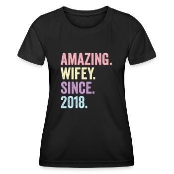 Amazing Wifey Since 2018 - Women's Functional T-Shirt - black - Front - AI Model Female 172 light (172cm)