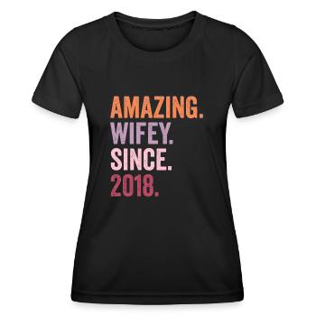 Amazing Wifey Since 2018 - Women's Functional T-Shirt - black - Front - AI Model Female 172 light (172cm)