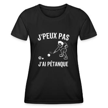 Je peux pas j'ai pétanque cadeau pétanque joueurs - T-shirt sport Femme - noir - Devant - AI Model Female 172 light (172cm)