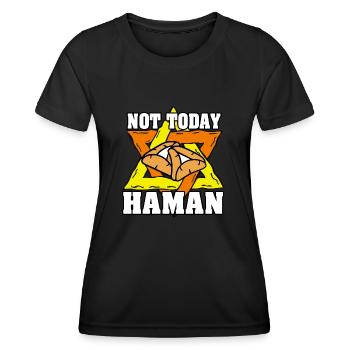 Pas aujourd’hui Haman Pourim Judaïsme - T-shirt sport Femme - noir - Devant - AI Model Female 172 light (172cm)