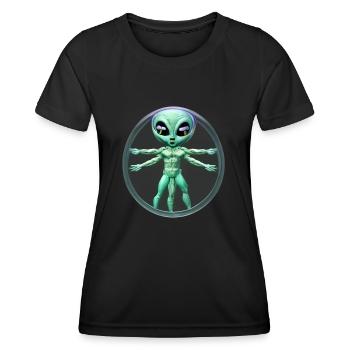 Alien de Vinci - Frauen Funktions-T-Shirt - Schwarz - Vorne - AI Model Female 172 light (172cm)