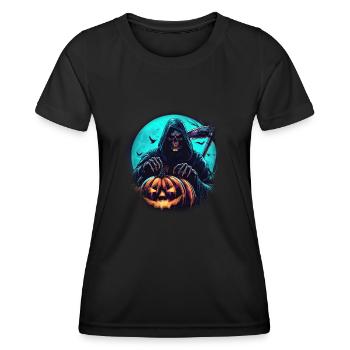 La faucheuse de citrouilles - T-shirt sport Femme - noir - Devant - AI Model Female 172 light (172cm)