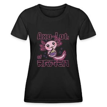Axolotl eating ramen - Women's Functional T-Shirt - black - Front - AI Model Female 172 light (172cm)