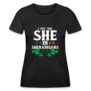 J’ai mis la femme dans des manigances - T-shirt sport Femme - noir - Devant - AI Model Female 172 light (172cm)