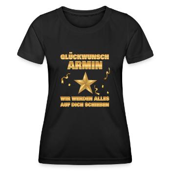 Cadeau pour Armin - T-shirt sport Femme - noir - Devant - AI Model Female 172 light (172cm)