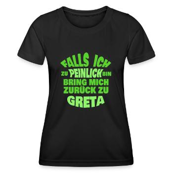 Jungesellenabschied Greta - Frauen Funktions-T-Shirt - Schwarz - Vorne - AI Model Female 172 light (172cm)