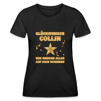 Kollegin Collin - Frauen Funktions-T-Shirt - Schwarz - Vorne - AI Model Female 172 light (172cm)