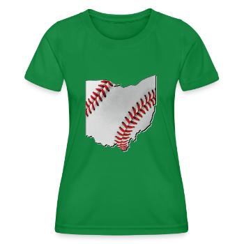 Ohio (United States) | real baseball | Map - Women's Functional T-Shirt - kelly green - Front - AI Model Female 172 dark (172cm)