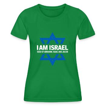 Hebrew Heritage: Israel, Descendants of Abraham - Women's Functional T-Shirt - kelly green - Front - AI Model Female 172 dark (172cm)
