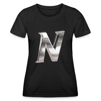 Chrome ,, N " Métallisé - T-shirt sport Femme - noir - Devant - AI Model Female 172 light (172cm)