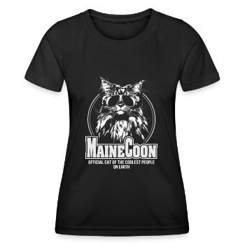 MAINE COON coolest people Wilsigns Chat - T-shirt sport Femme - noir - Devant - AI Model Female 172 light (172cm)
