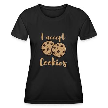 I accept cookies - Women's Functional T-Shirt - black - Front - AI Model Female 172 light (172cm)