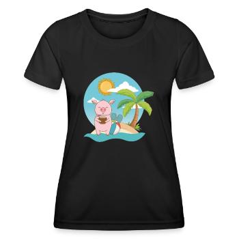 Piglet on the beach - Women's Functional T-Shirt - black - Front - AI Model Female 172 light (172cm)
