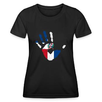République dominicaine Drapeau Dom Rep Voyage drapeau - T-shirt sport Femme - noir - Devant - AI Model Female 172 light (172cm)