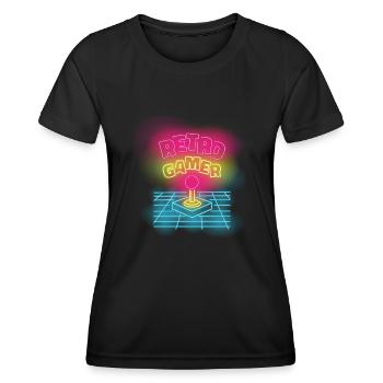Retro gamer neon multicolore joystick design - T-shirt sport Femme - noir - Devant - AI Model Female 172 light (172cm)