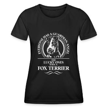 FOX TERRIER Chien Ange Gardien disant WILSIGNS - T-shirt sport Femme - noir - Devant - AI Model Female 172 light (172cm)