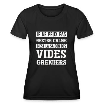 La saison des vides greniers. humour, drôle,cadeau - T-shirt sport Femme - noir - Devant - AI Model Female 172 light (172cm)