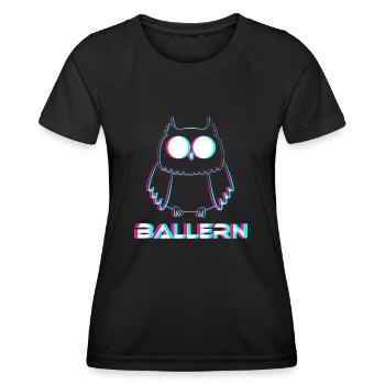 Ballern Eule Raver Rave EDM Techno DJ - Frauen Funktions-T-Shirt - Schwarz - Vorne - AI Model Female 172 light (172cm)