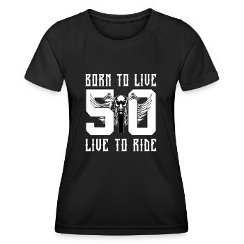 50. GEBURTSTAG 1976 MOTORRAD LIVE TO RIDE BIKER - Frauen Funktions-T-Shirt - Schwarz - Vorne - AI Model Female 172 light (172cm)