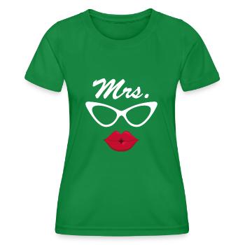 Mr and Mrs married Hochzeit Feier Verheiratet - Frauen Funktions-T-Shirt - Kelly Green - Vorne - AI Model Female 172 dark (172cm)