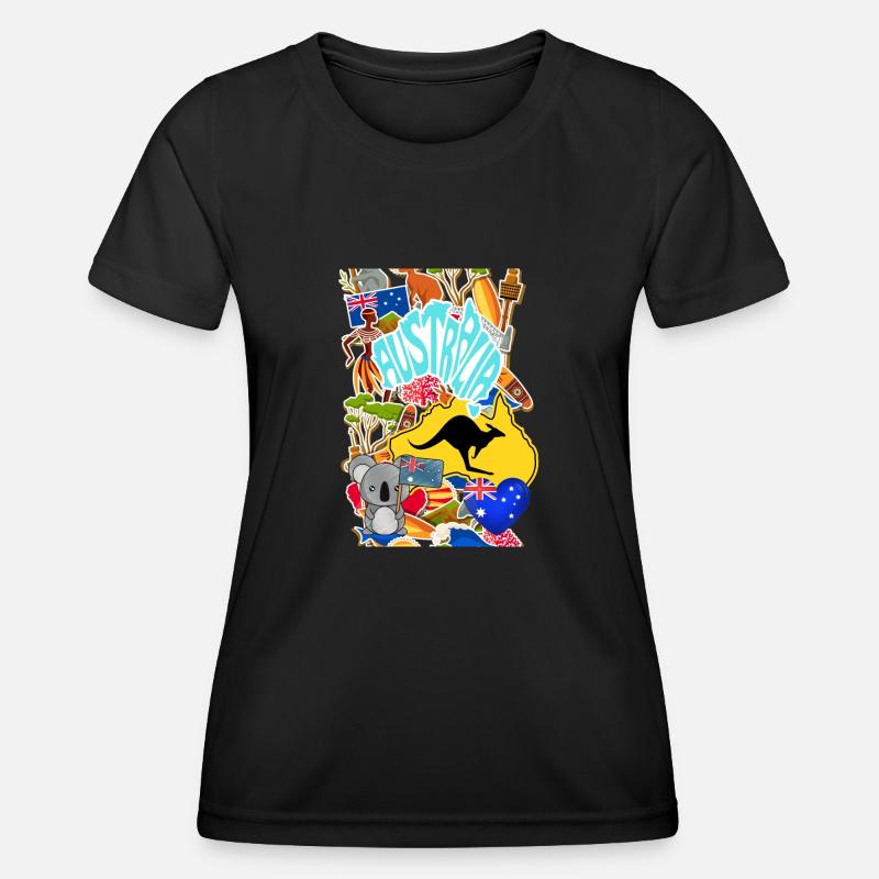 Australia, Kangaroo. - Women's Functional T-Shirt - black