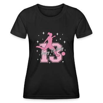 13. Geburtstag Fussball Fussballspielerin - Frauen Funktions-T-Shirt - Schwarz - Vorne - AI Model Female 172 light (172cm)