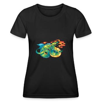 Dragon Fire T-Shirt - Frauen Funktions-T-Shirt - Schwarz - Vorne - AI Model Female 172 light (172cm)
