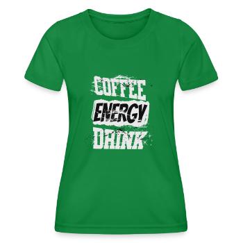 Coffee lover grunge design - Women's Functional T-Shirt - kelly green - Front - AI Model Female 172 dark (172cm)