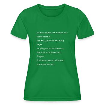 Demonstration Freedom of Expression Poem - Women's Functional T-Shirt - kelly green - Front - AI Model Female 172 dark (172cm)